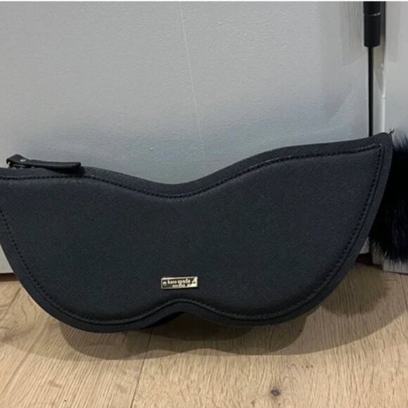 kate spade dress the part black glitter mask clutch bag purse nwot - Picture 8 of 9